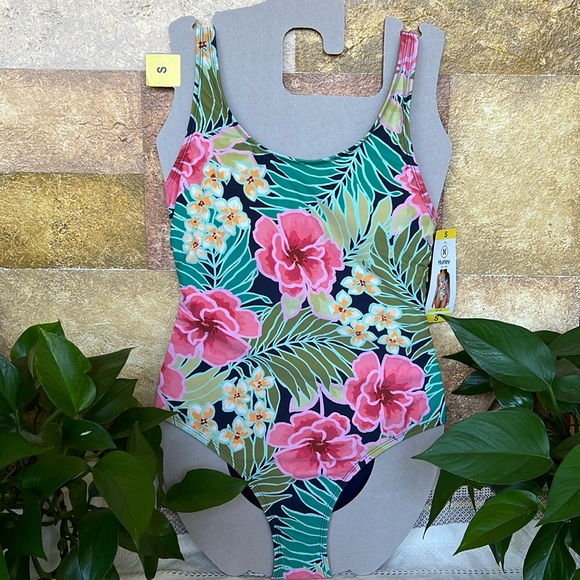 🍉 NEW Hurley One Piece UPF 50+ Pink Poppy Tropics Floral Swimsuit 🍉 - Picture 1 of 17